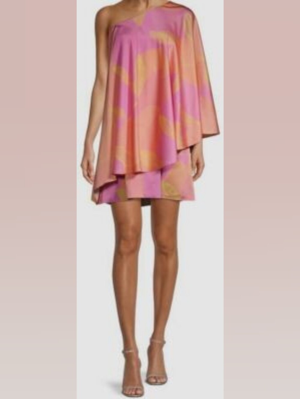 Aidan Mattox One Shoulder Capelet Psychedelic One Shoulder Mini Dress Size 2